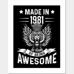 Made In 1981 43 Years Of Being Awesome Birthday Posters and Art